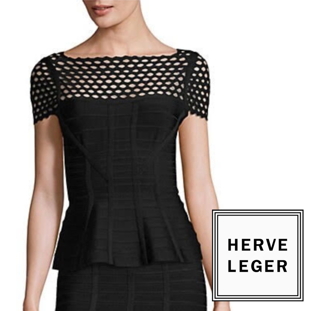 Black Bandage peplum top - Medium